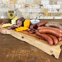 Thumbnail for This assortment is a collection of some of our favorites.  Includes:  16 oz. of Pork & Beef Sausage 16 oz. of Bratwurst 12 oz. Cheddar Jalapeno Summer Sausage 8 oz. Dietert Family Pork & Beef Ring Sausage 8 oz. Smoked Cheddar Cheese 8 oz. Smoked Pepper Jack Cheese 8 oz. Jar of Honey Dijon Mustard ﻿Item #10E