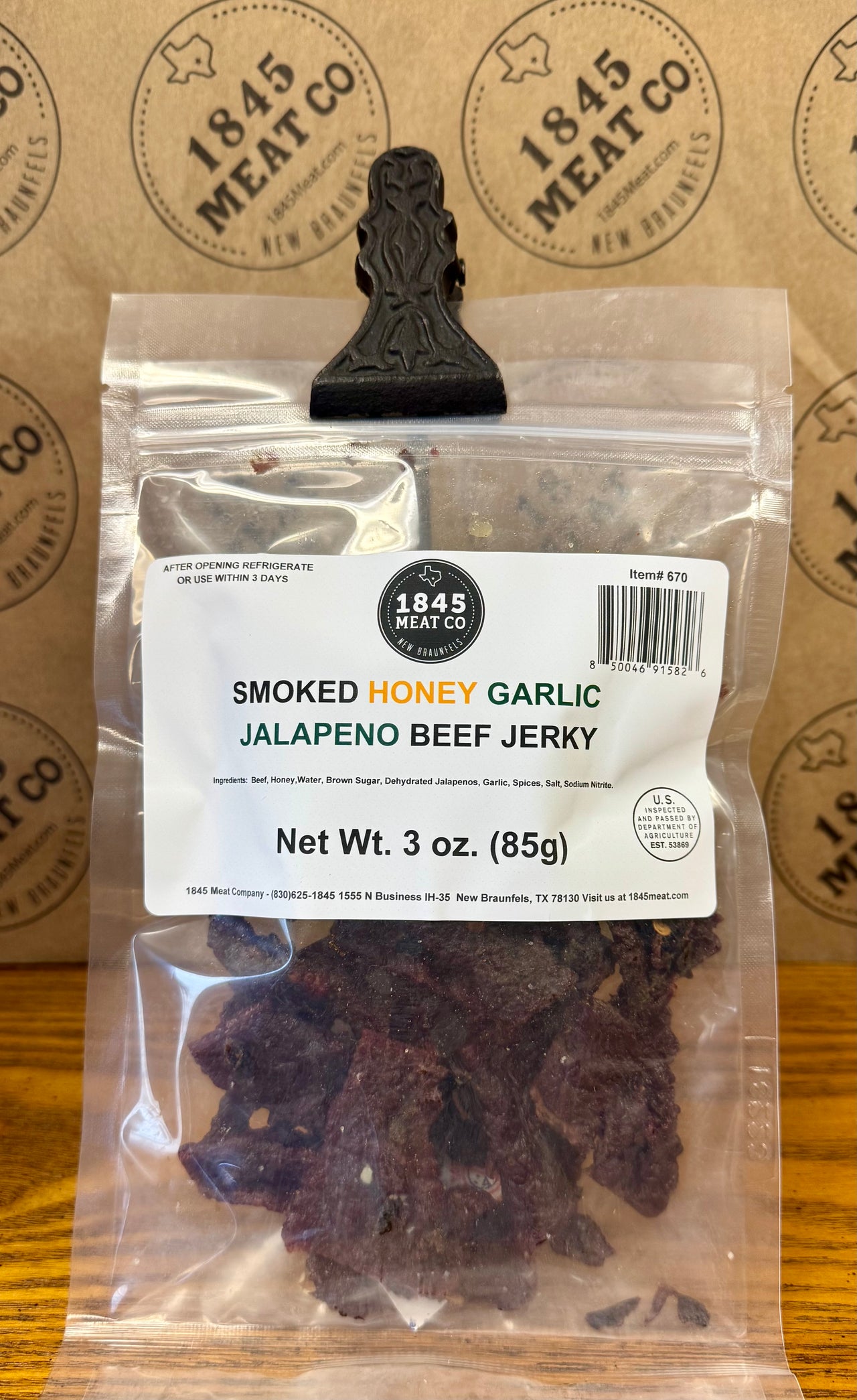 Honey Garlic Jalapeno Beef Jerky 3 oz. Package