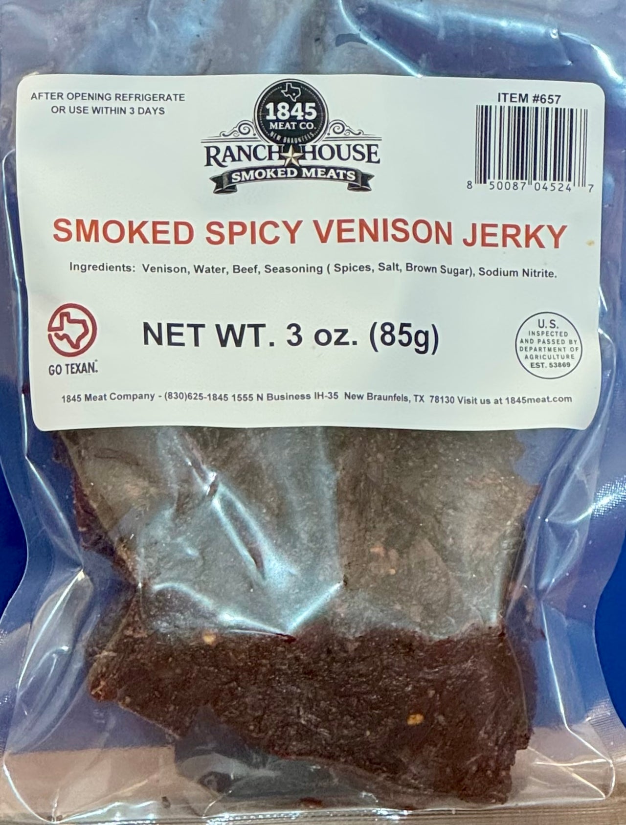 Spicy Venison Jerky 3 oz. pkg.