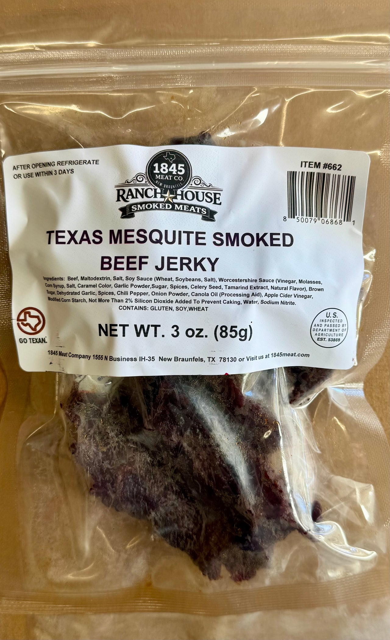 Texas Mesquite Smoked Beef Jerky 3 oz. Package
