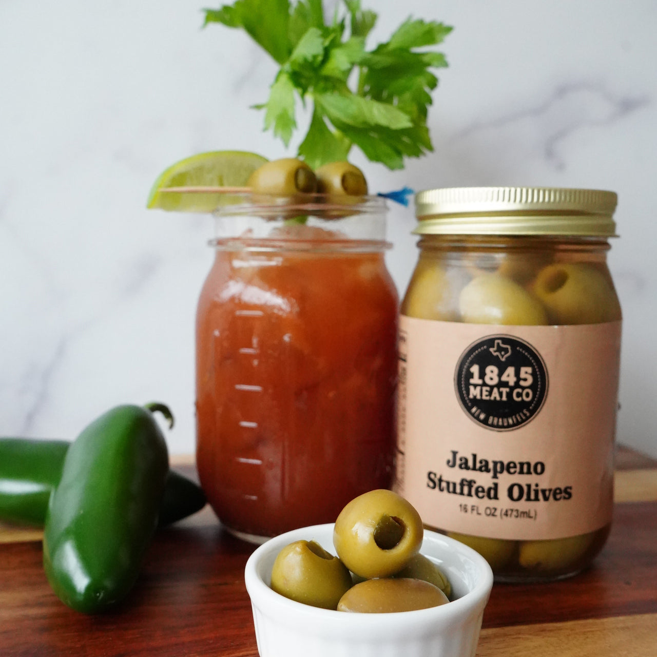 Just enough spice with the jalapeno to give this olive a revamp. Perfect addition to your charcuterie board.	