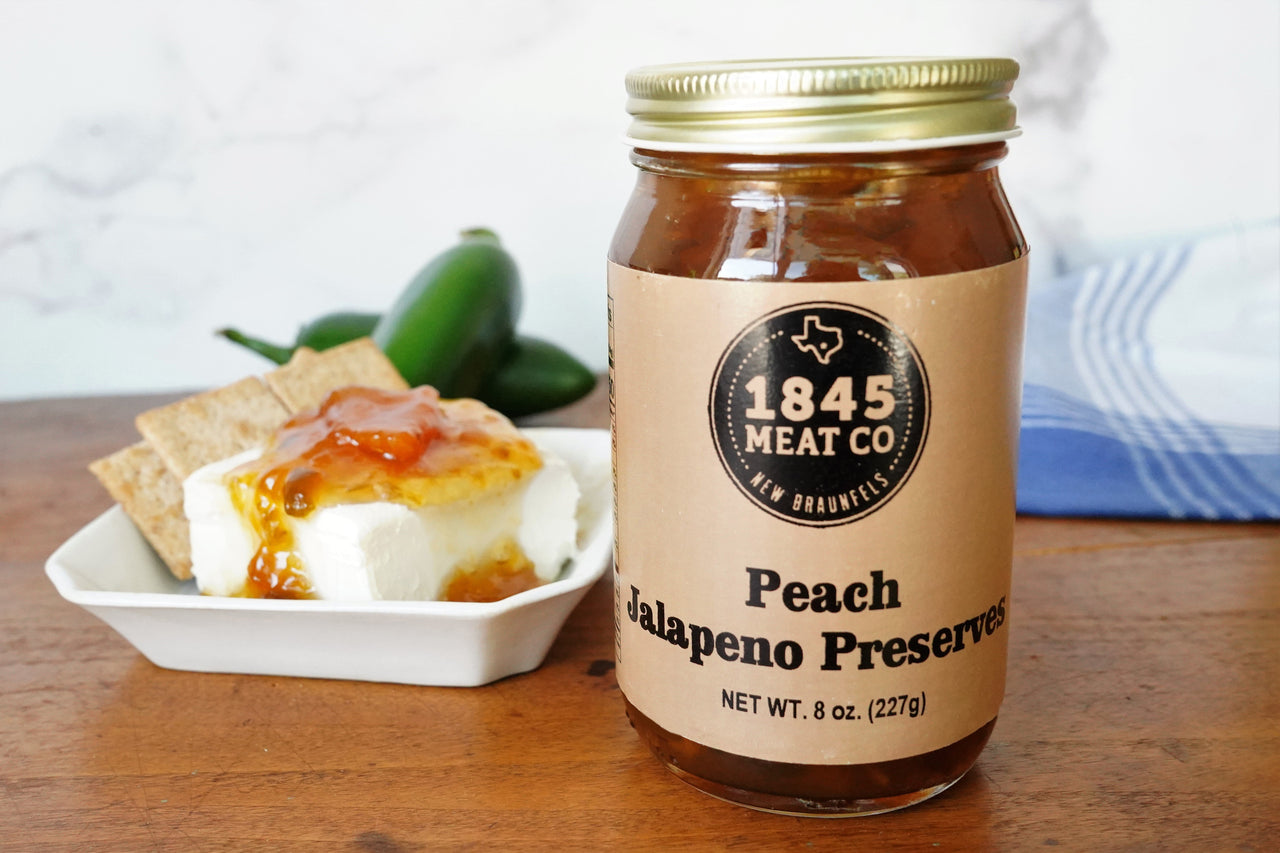 Wonderful jalapeno preserves that have been infused with Texas peach.  Great on a biscuit or with cream cheese on a cracker.