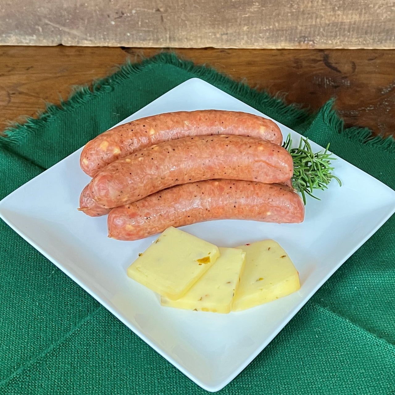 A wonderful sausage with just the right amount of Pepper Jack Cheese.  Makes an amazing addition to any entree or just by itself!  Item #715E  16 oz. Package